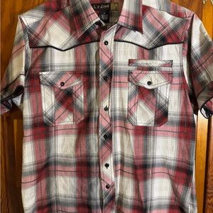 Link Men's Red and Black Plaid Casual Shirt